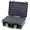 Pelican 1450 Case, Black with Lime Green Handle & Latches Pick & Pluck Foam with Convolute Lid Foam ColorCase 014500-0001-110-300