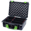 Pelican 1450 Case, Black with Lime Green Handle & Latches TrekPak Divider System with Convolute Lid Foam ColorCase 014500-0020-110-300