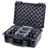 Pelican 1450 Case, Black with OD Green Handle & Latches Gray Padded Microfiber Dividers with Convolute Lid Foam ColorCase 014500-0070-110-130