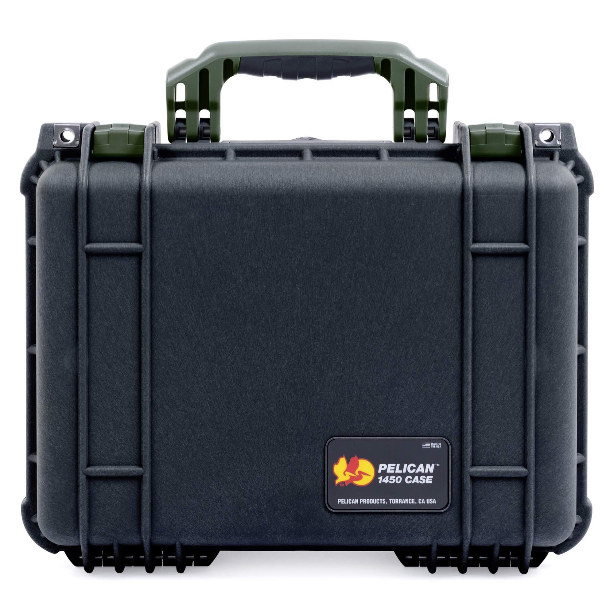 Pelican 1450 Case, Black with OD Green Handle & Latches ColorCase 