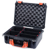 Pelican 1450 Case, Black with Orange Handle & Latches TrekPak Divider System with Convolute Lid Foam ColorCase 014500-0020-110-150