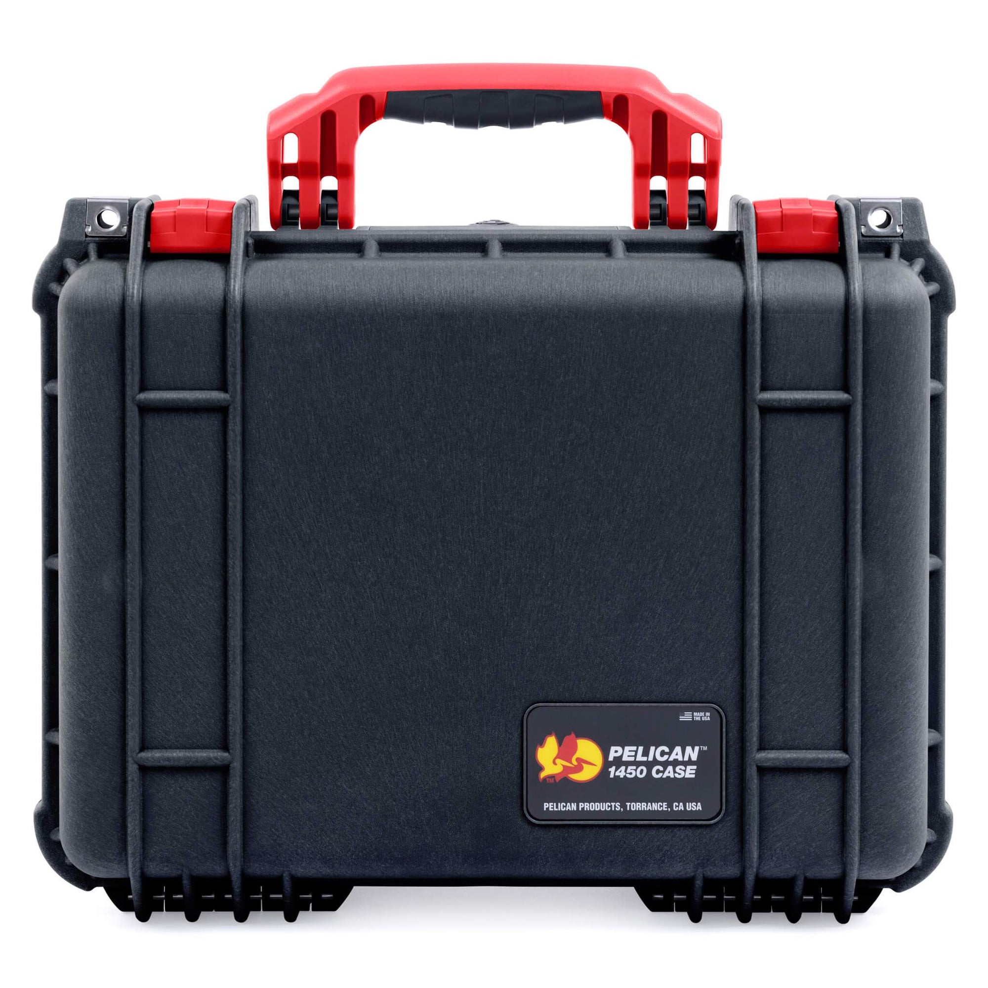 Pelican 1450 Case, Black with Red Handle & Latches ColorCase 