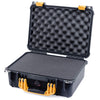 Pelican 1450 Case, Black with Yellow Handle & Latches Pick & Pluck Foam with Convolute Lid Foam ColorCase 014500-0001-110-240