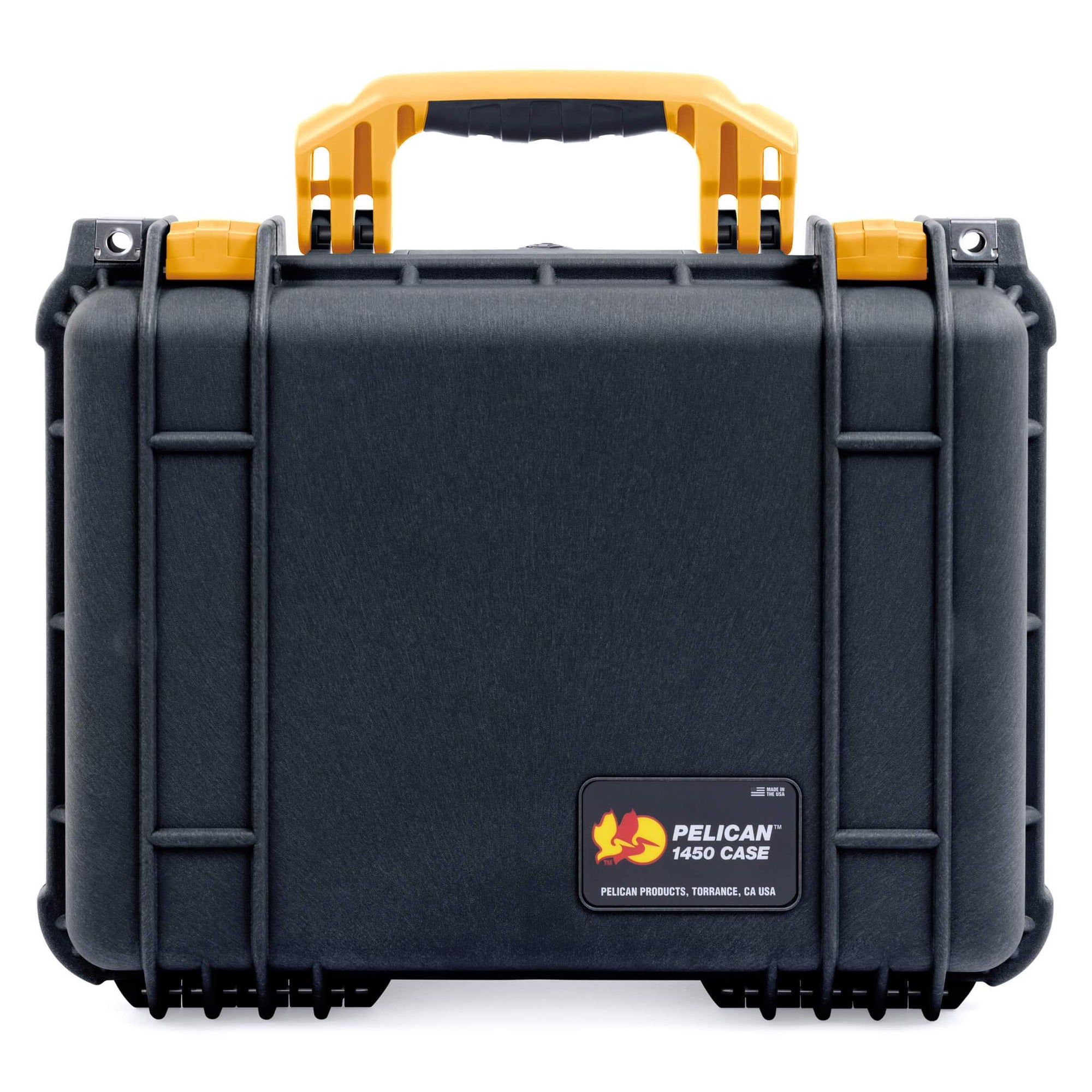 Pelican 1450 Case, Black with Yellow Handle & Latches ColorCase 