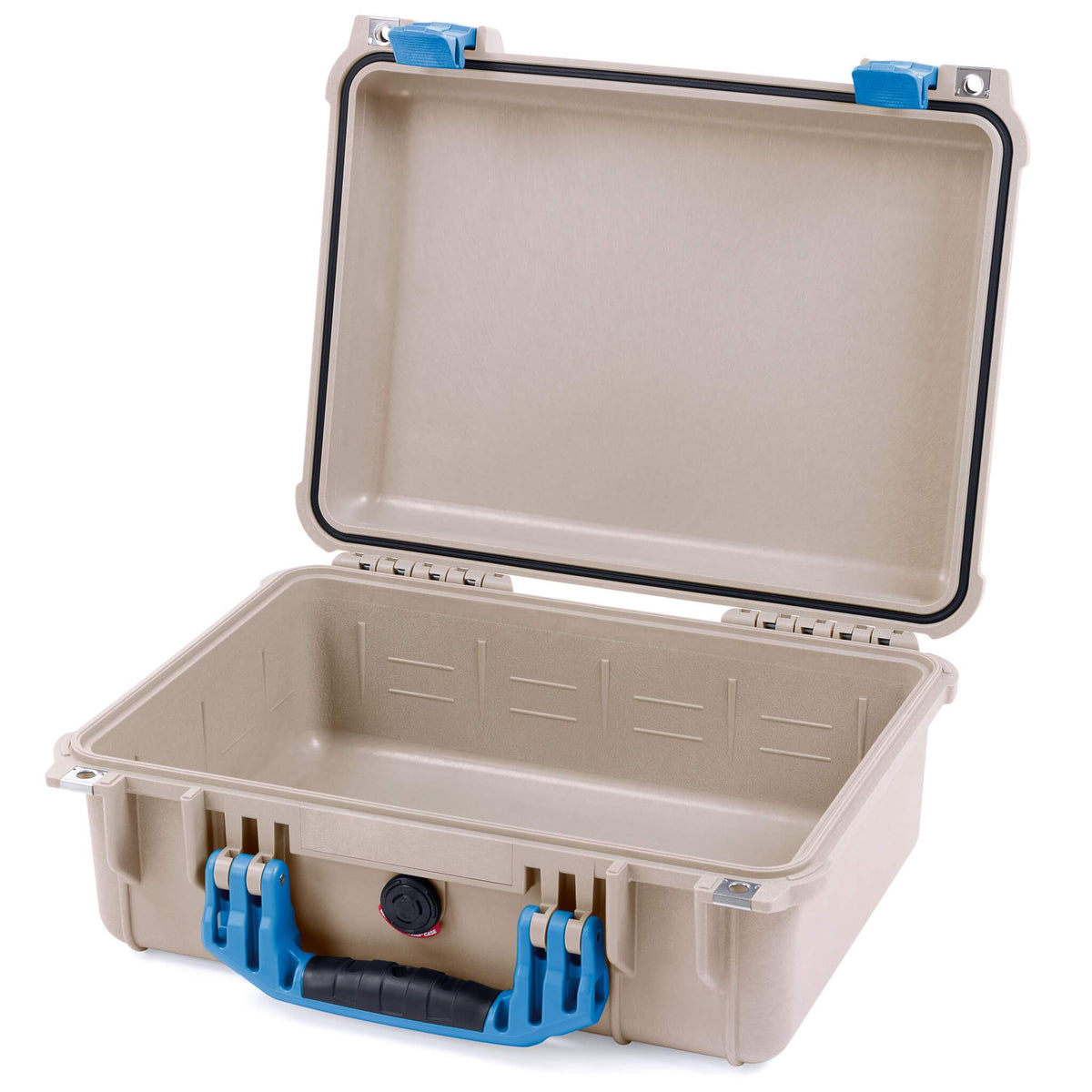 Pelican 1450 Case, Desert Tan with Blue Handle &amp; Latches None (Case Only) ColorCase 014500-0000-310-120