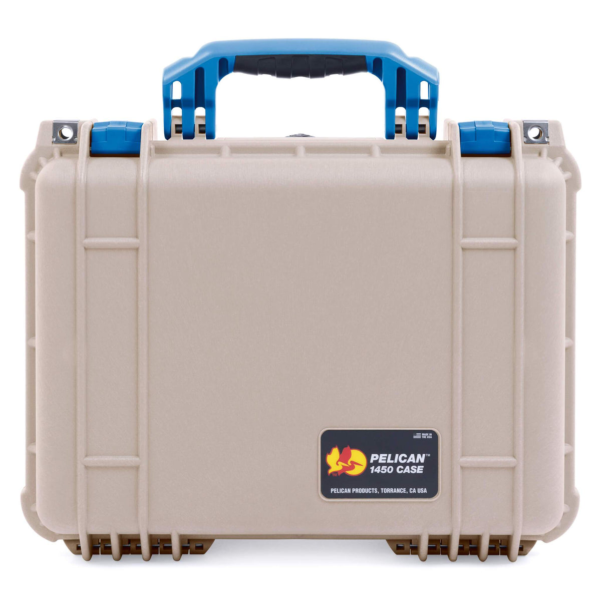 Pelican 1450 Case, Desert Tan with Blue Handle &amp; Latches ColorCase 