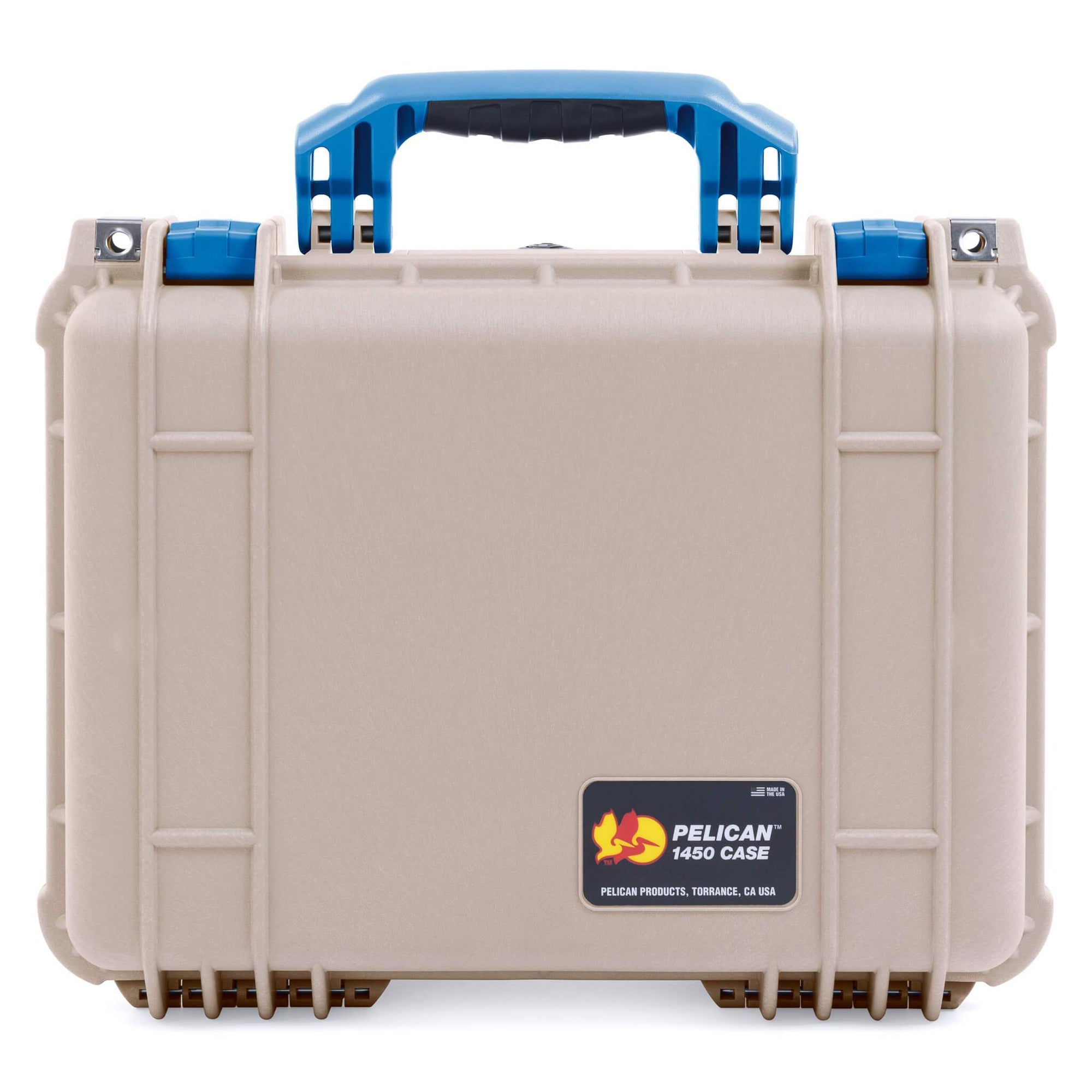 Pelican 1450 Case, Desert Tan with Blue Handle & Latches ColorCase 