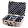 Pelican 1450 Case, Desert Tan Gray Padded Microfiber Dividers with Convolute Lid Foam ColorCase 014500-0070-310-310