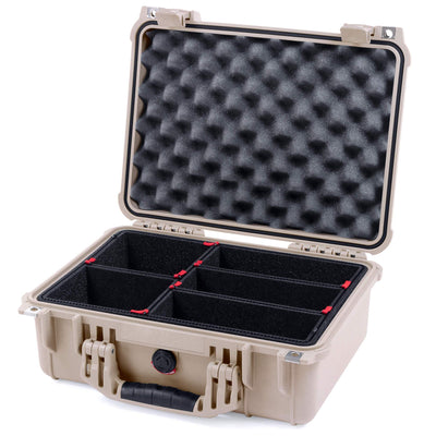 Pelican 1450 Case, Desert Tan TrekPak Divider System with Convolute Lid Foam ColorCase 014500-0020-310-310
