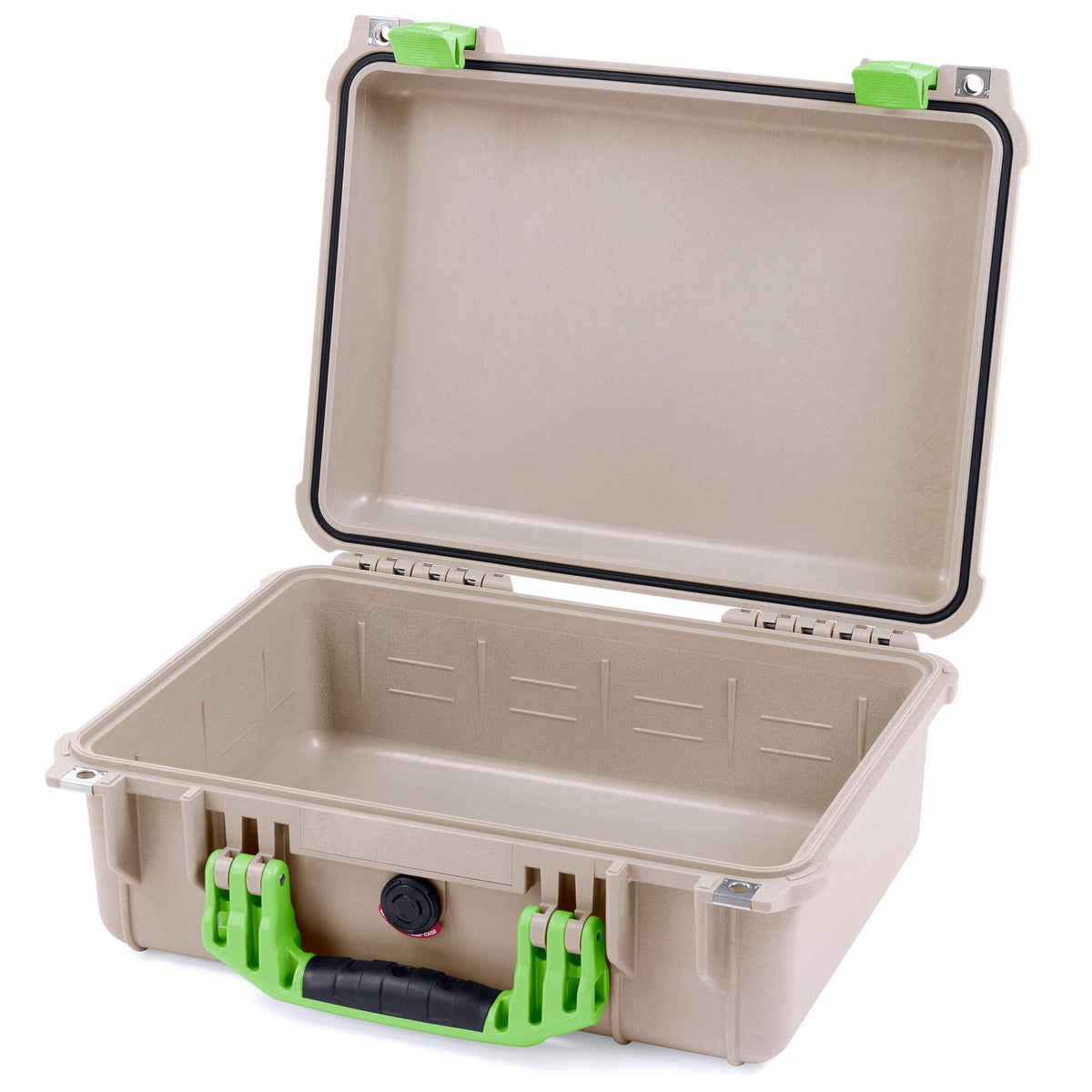 Pelican 1450 Case, Desert Tan with Lime Green Handle &amp; Latches None (Case Only) ColorCase 014500-0000-310-300