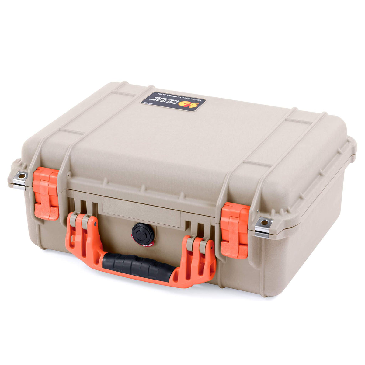Pelican 1450 Case, Desert Tan with Orange Handle &amp; Latches ColorCase 