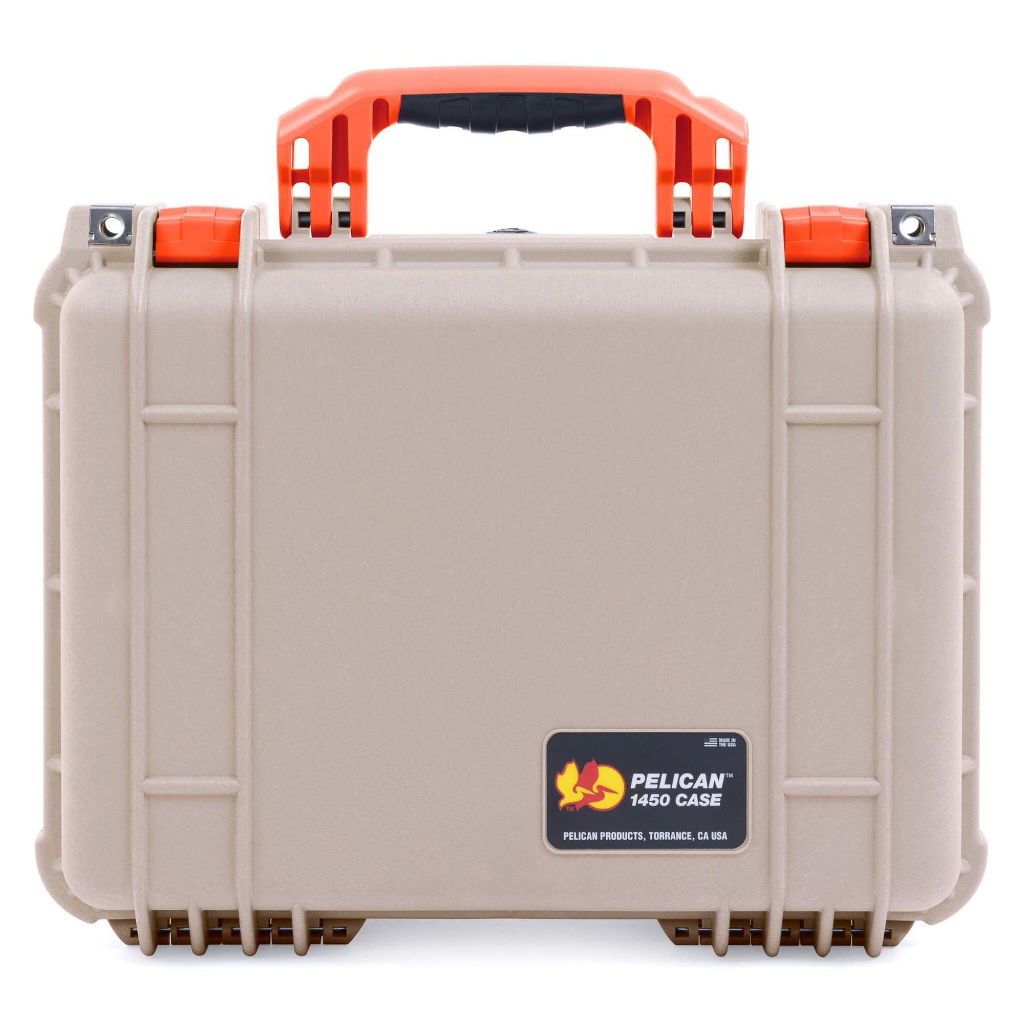 Pelican 1450 Case, Desert Tan with Orange Handle & Latches ColorCase 