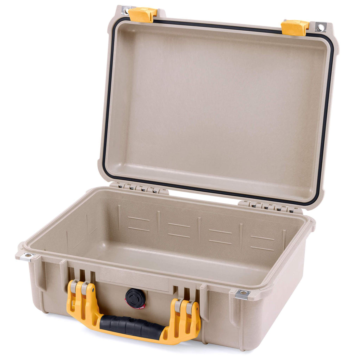 Pelican 1450 Case, Desert Tan with Yellow Handle &amp; Latches None (Case Only) ColorCase 014500-0000-310-240