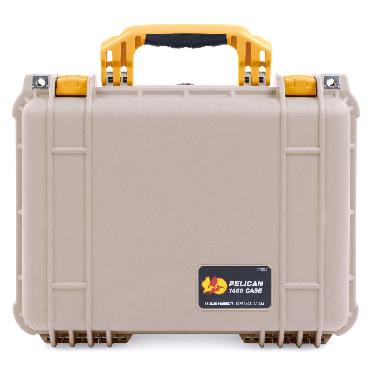 Pelican 1450 Case, Desert Tan with Yellow Handle &amp; Latches ColorCase 