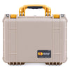 Pelican 1450 Case, Desert Tan with Yellow Handle & Latches ColorCase