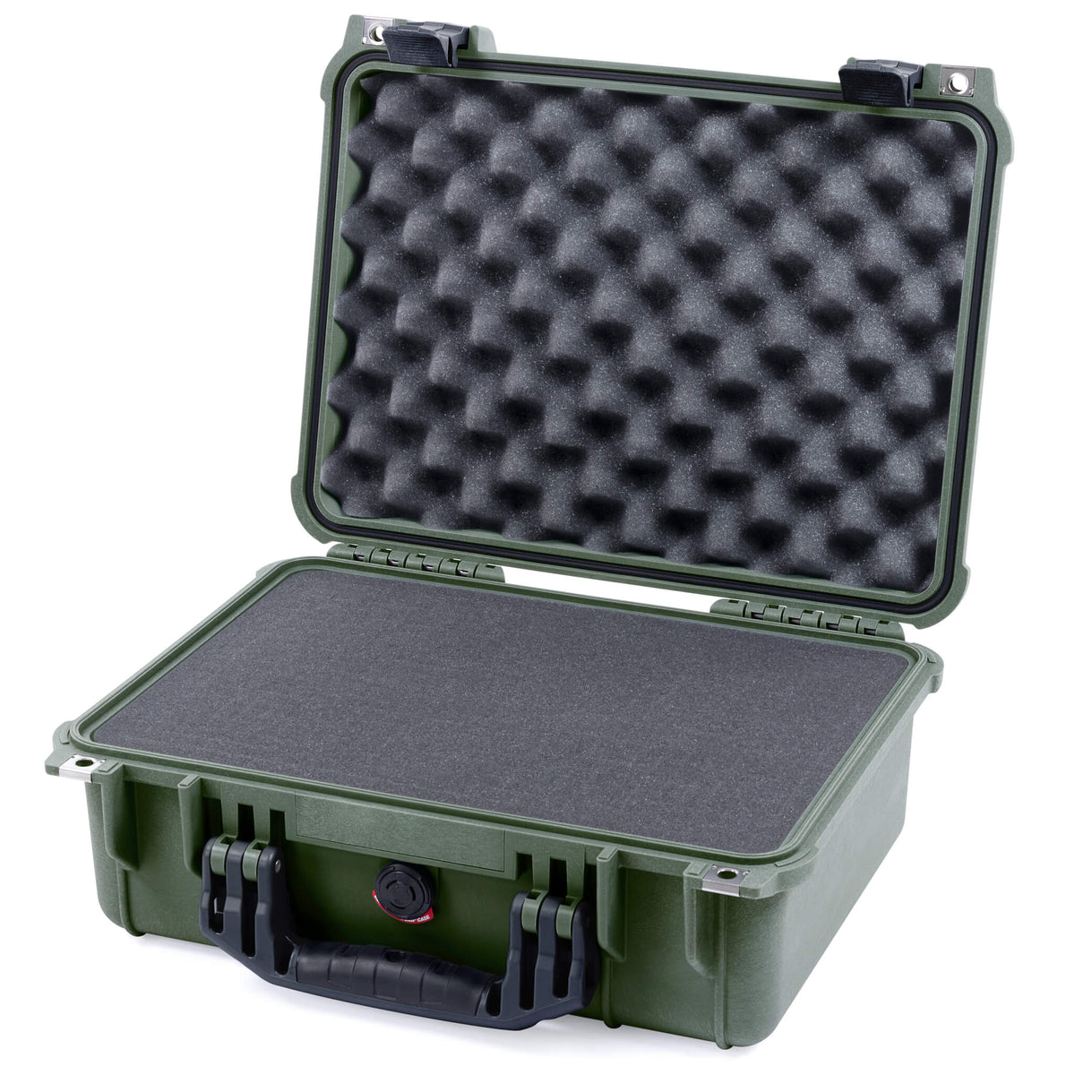 Pelican 1450 Case, OD Green with Black Handle &amp; Latches Pick &amp; Pluck Foam with Convolute Lid Foam ColorCase 014500-0001-130-110