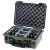 Pelican 1450 Case, OD Green with Black Handle & Latches Gray Padded Microfiber Dividers with Convolute Lid Foam ColorCase 014500-0070-130-110