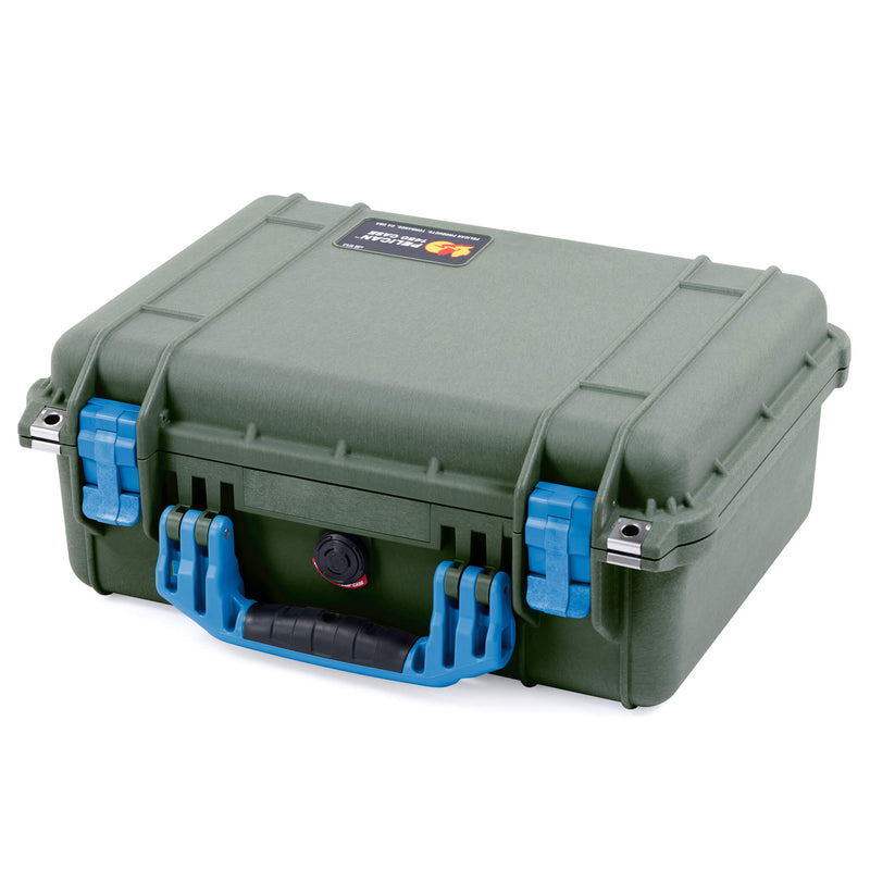 Pelican 1450 Case, OD Green with Blue Handle & Latches ColorCase 