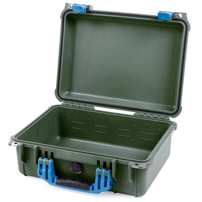 Pelican 1450 Case, OD Green with Blue Handle & Latches None (Case Only) ColorCase 014500-0000-130-120