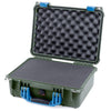 Pelican 1450 Case, OD Green with Blue Handle & Latches Pick & Pluck Foam with Convolute Lid Foam ColorCase 014500-0001-130-120