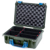 Pelican 1450 Case, OD Green with Blue Handle & Latches TrekPak Divider System with Convolute Lid Foam ColorCase 014500-0020-130-120