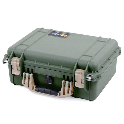 Pelican 1450 Case, OD Green with Desert Tan Handle & Latches ColorCase