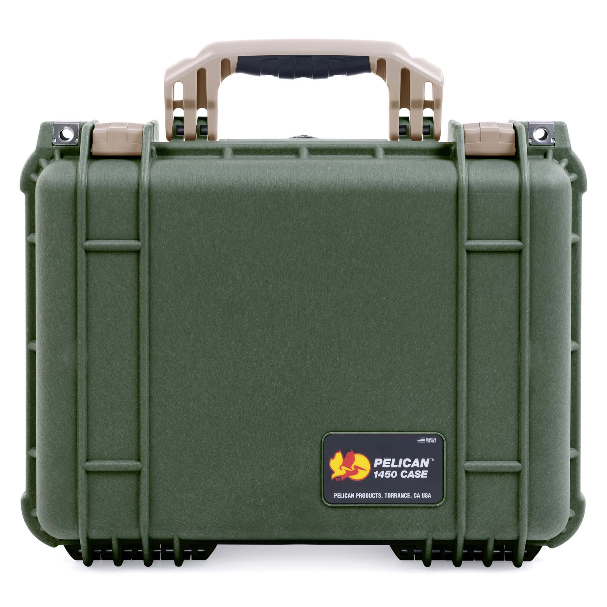 Pelican 1450 Case, OD Green with Desert Tan Handle & Latches ColorCase 