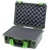 Pelican 1450 Case, OD Green with Lime Green Handle & Latches Pick & Pluck Foam with Convolute Lid Foam ColorCase 014500-0001-130-300