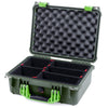 Pelican 1450 Case, OD Green with Lime Green Handle & Latches TrekPak Divider System with Convolute Lid Foam ColorCase 014500-0020-130-300