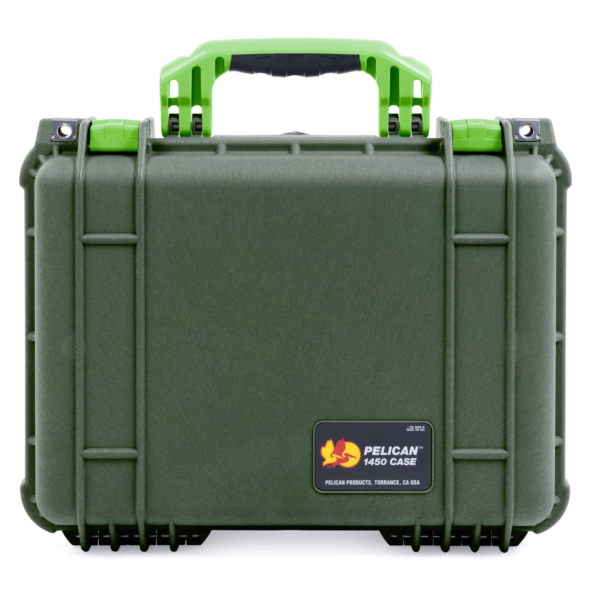 Pelican 1450 Case, OD Green with Lime Green Handle & Latches ColorCase 