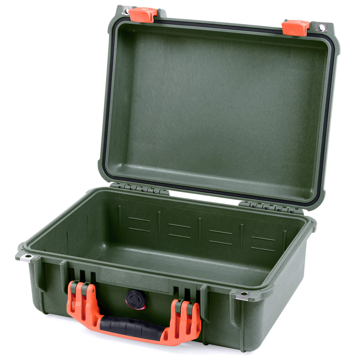 Pelican 1450 Case, OD Green with Orange Handle &amp; Latches None (Case Only) ColorCase 014500-0000-130-150