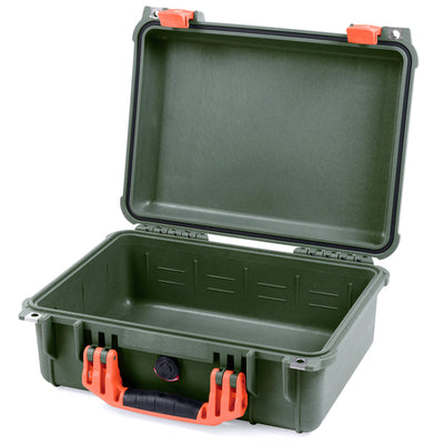 Pelican 1450 Case, OD Green with Orange Handle & Latches None (Case Only) ColorCase 014500-0000-130-150