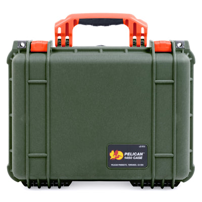 Pelican 1450 Case, OD Green with Orange Handle & Latches ColorCase