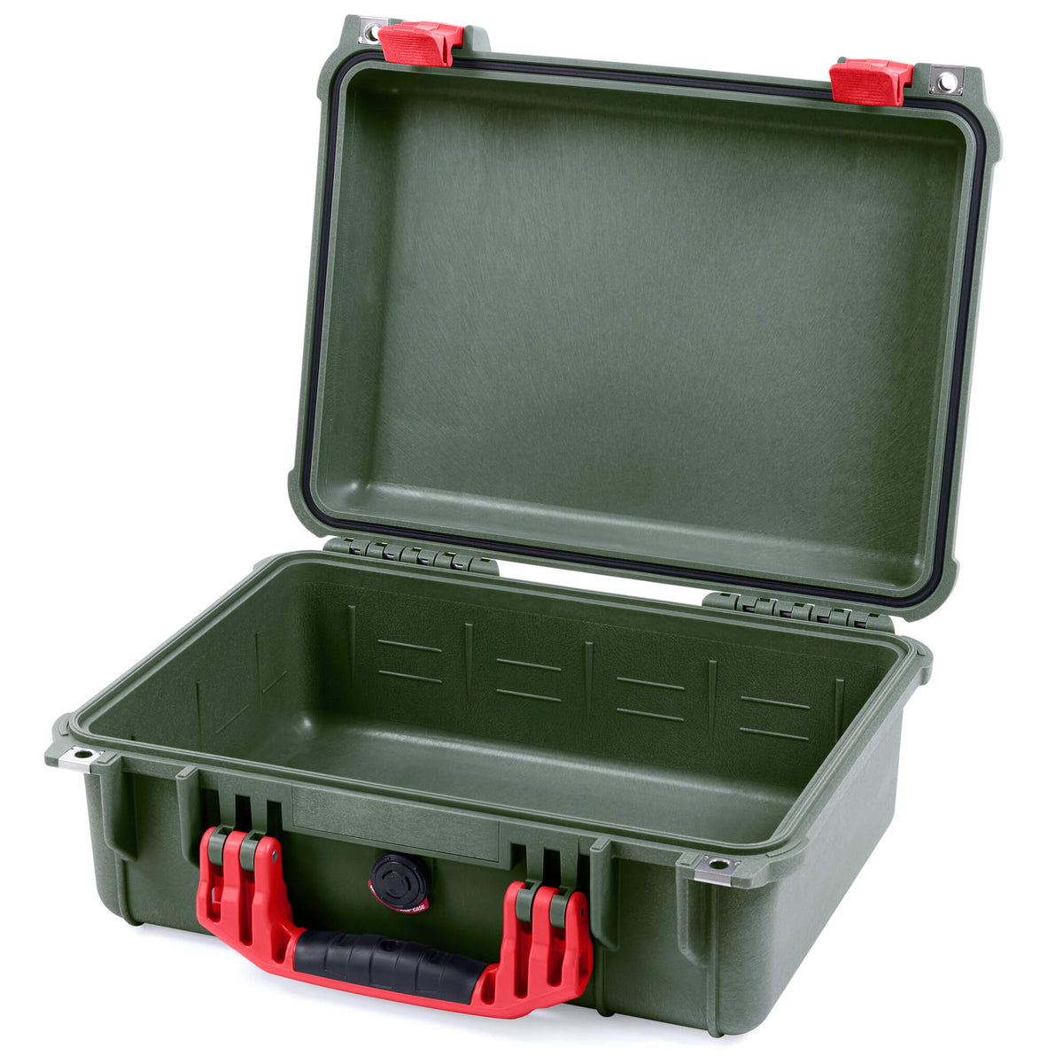 Pelican 1450 Case, OD Green with Red Handle &amp; Latches None (Case Only) ColorCase 014500-0000-130-320