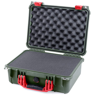 Pelican 1450 Case, OD Green with Red Handle & Latches Pick & Pluck Foam with Convolute Lid Foam ColorCase 014500-0001-130-320