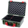 Pelican 1450 Case, OD Green with Red Handle & Latches TrekPak Divider System with Convolute Lid Foam ColorCase 014500-0020-130-320