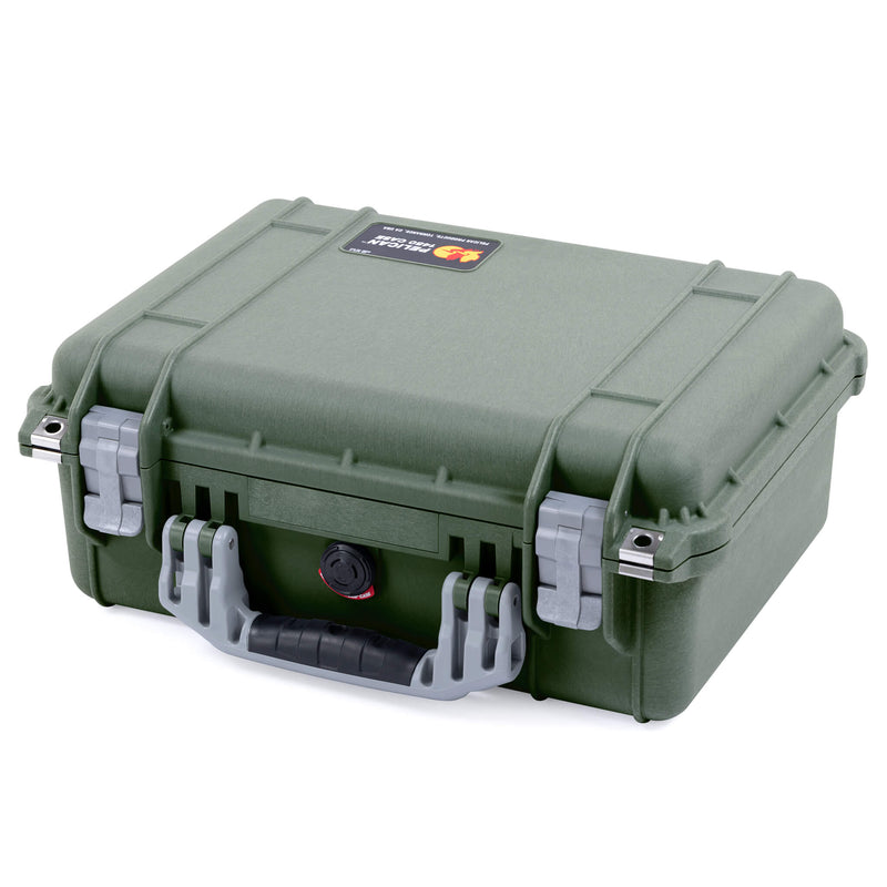 Pelican 1450 Case, OD Green with Silver Handle & Latches ColorCase 