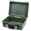 Pelican 1450 Case, OD Green with Silver Handle & Latches None (Case Only) ColorCase 014500-0000-130-180
