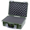 Pelican 1450 Case, OD Green with Silver Handle & Latches Pick & Pluck Foam with Convolute Lid Foam ColorCase 014500-0001-130-180