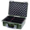 Pelican 1450 Case, OD Green with Silver Handle & Latches TrekPak Divider System with Convolute Lid Foam ColorCase 014500-0020-130-180