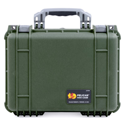 Pelican 1450 Case, OD Green with Silver Handle & Latches ColorCase