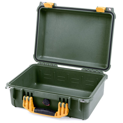 Pelican 1450 Case, OD Green with Yellow Handle & Latches None (Case Only) ColorCase 014500-0000-130-240