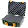 Pelican 1450 Case, OD Green with Yellow Handle & Latches Pick & Pluck Foam with Convolute Lid Foam ColorCase 014500-0001-130-240