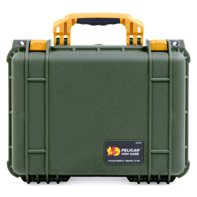 Pelican 1450 Case, OD Green with Yellow Handle & Latches ColorCase