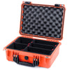 Pelican 1450 Case, Orange with Black Handle & Latches TrekPak Divider System with Convolute Lid Foam ColorCase 014500-0020-150-110