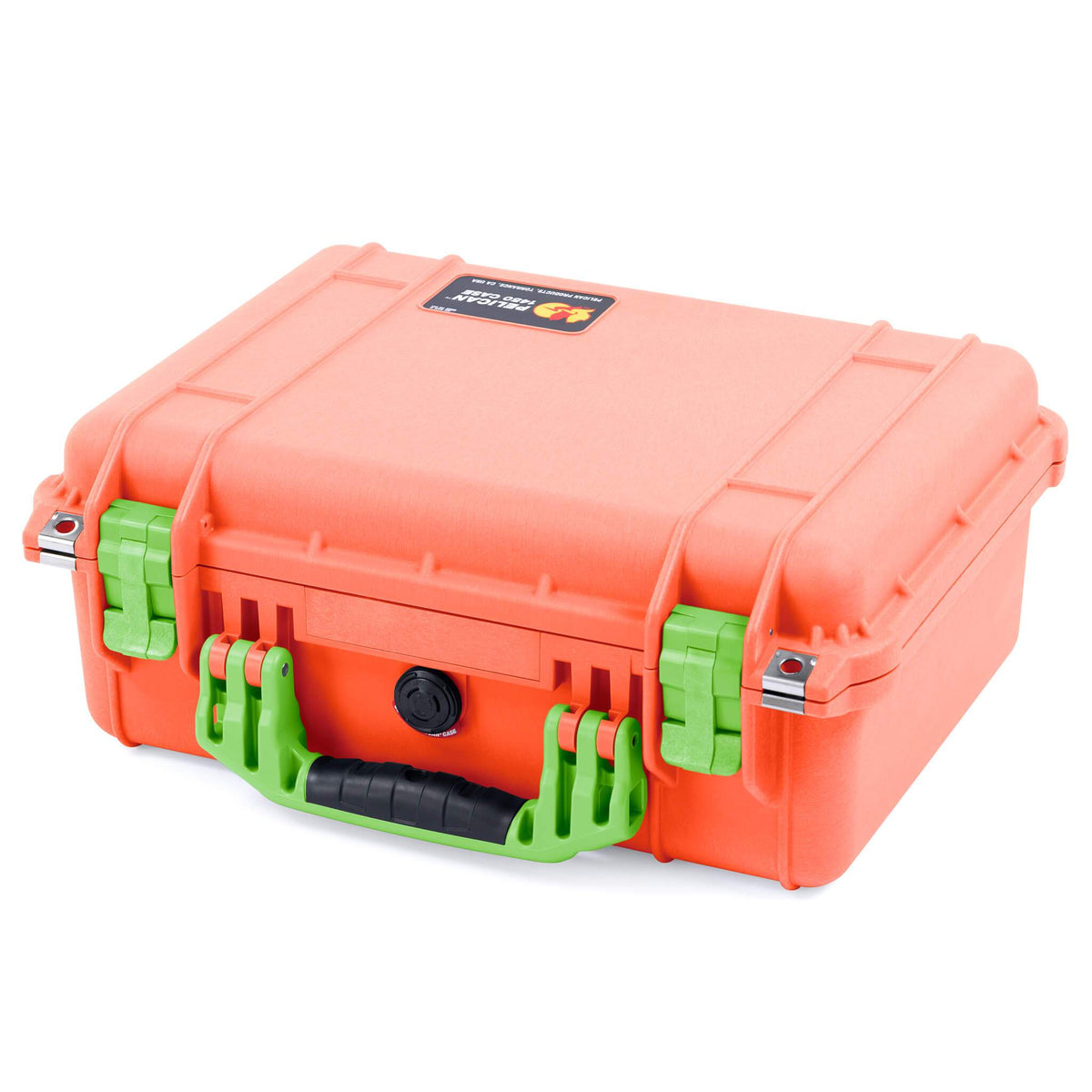 Pelican 1450 Case, Orange with Lime Green Handle &amp; Latches ColorCase 