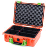 Pelican 1450 Case, Orange with Lime Green Handle & Latches TrekPak Divider System with Convolute Lid Foam ColorCase 014500-0020-150-300