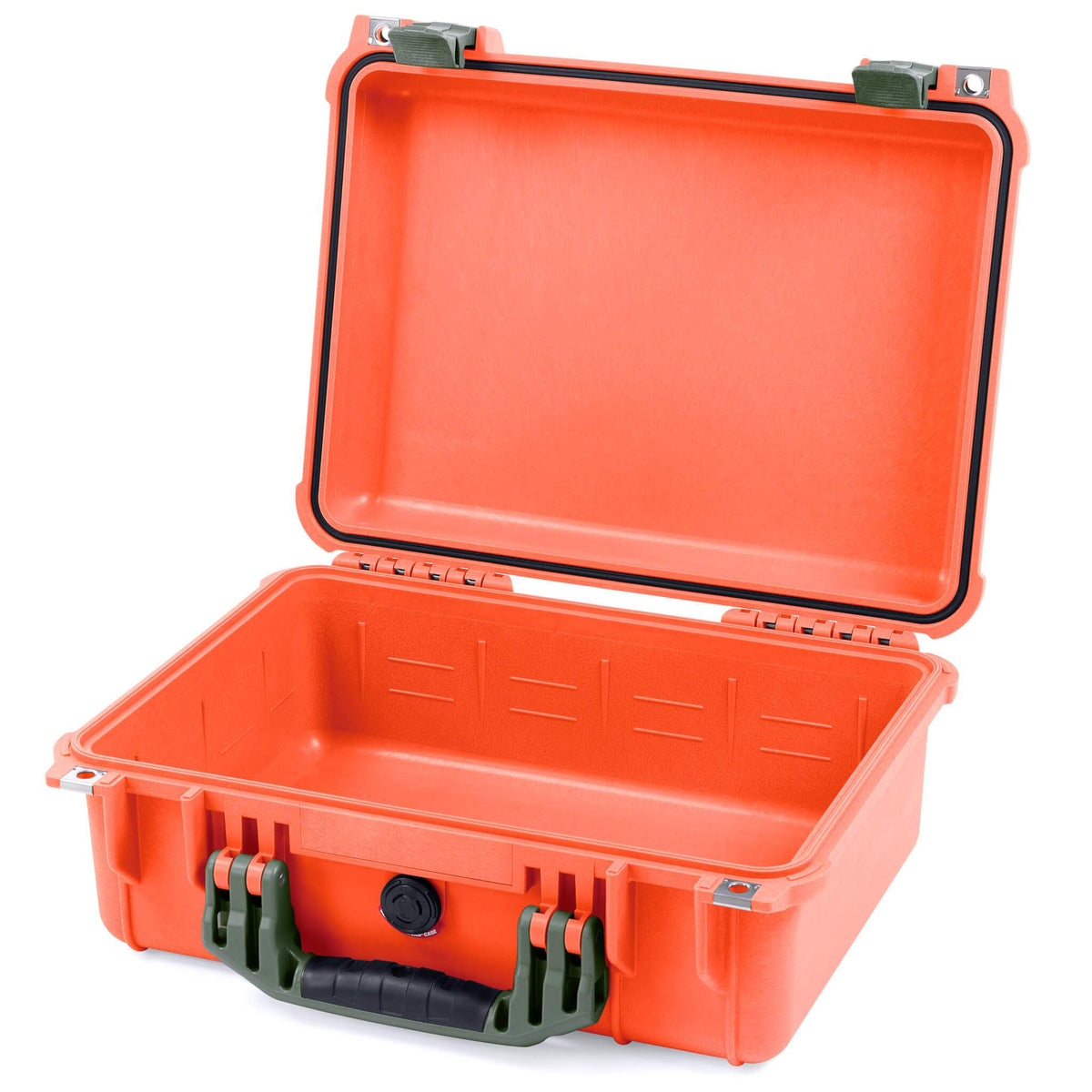 Pelican 1450 Case, Orange with OD Green Handle &amp; Latches None (Case Only) ColorCase 014500-0000-150-130