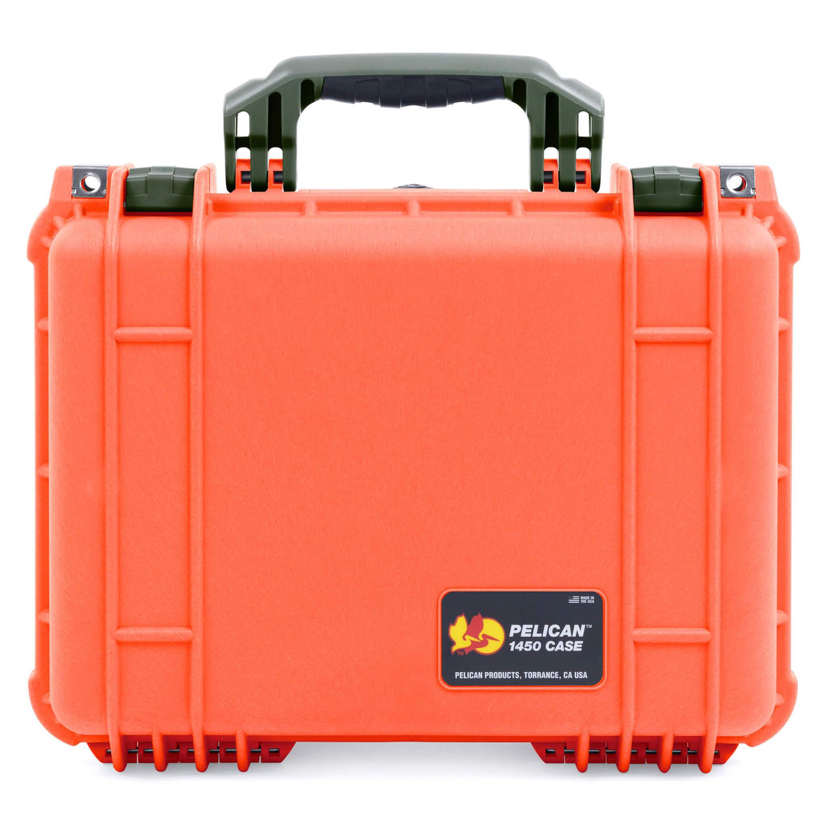 Pelican 1450 Case, Orange with OD Green Handle &amp; Latches ColorCase 