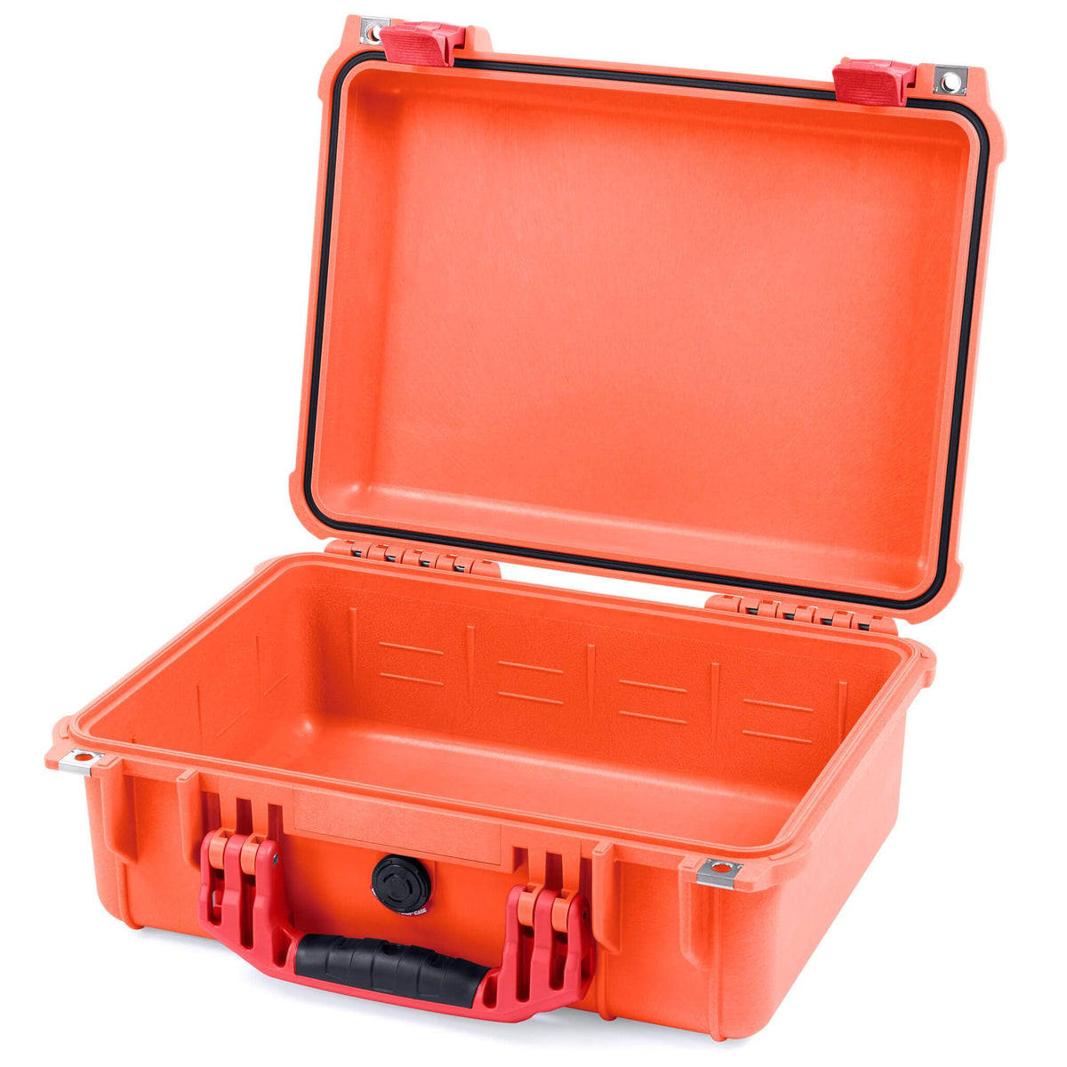 Pelican 1450 Case, Orange with Red Handle &amp; Latches None (Case Only) ColorCase 014500-0000-150-320